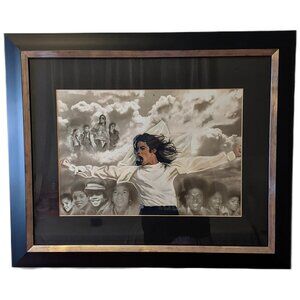 Michael Jackson Watercolor Painting Art Print Framed Tribute Wall Decor 23"x19"